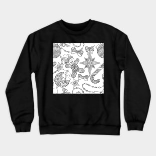 Monochrome Merry Christmas Pattern, New Year Illustration Crewneck Sweatshirt